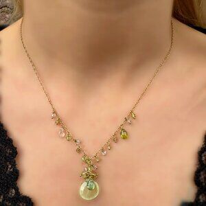 silver necklace and earrings